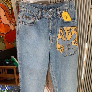 Hand-painted by artist women jeans